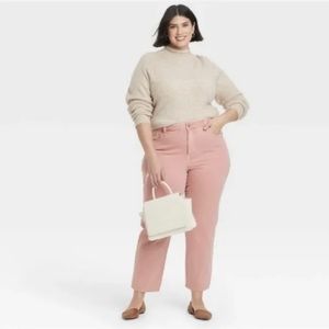 Ava & Viv Women’s HighRise Slim Straight Stretch Denim Coral 16W NWT